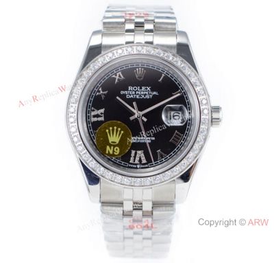 Swiss Copy Rolex Datejust II N9 ETA2836 Watch Black Diamond Dial